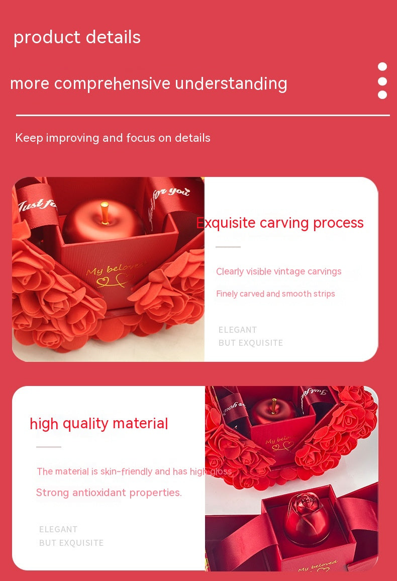 Valentines Day Gift Soap Rose Gift Box Crystal Pendant Necklace Eternal Flower Jewelry Box Set Wedding Birthday Gift For Girlfriend - Lookulooku