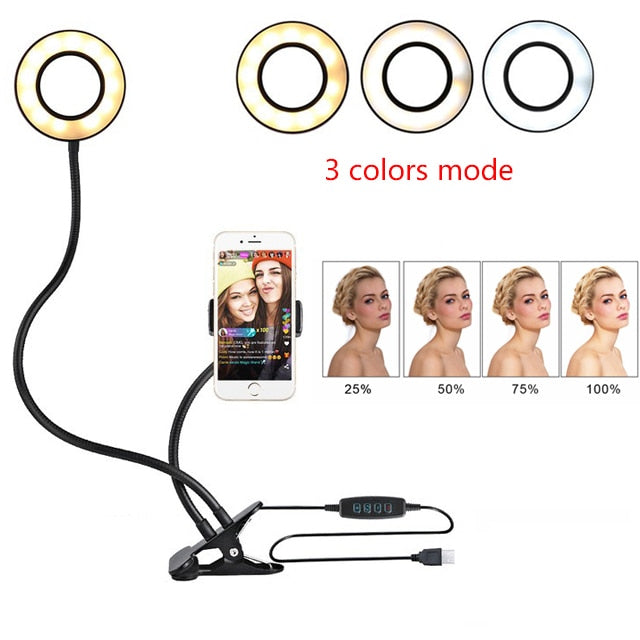 Adjustable LED Selfie Ring Light for Live Makeup Stand - Lookulooku