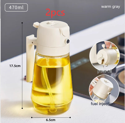 470ML Olive Oil Dispenser sprayer For Cooking BBQ 2 In 1 Glass Oil Vinegar Soy Sauce Spray Kitchen Oil Bottle For Air Fryer