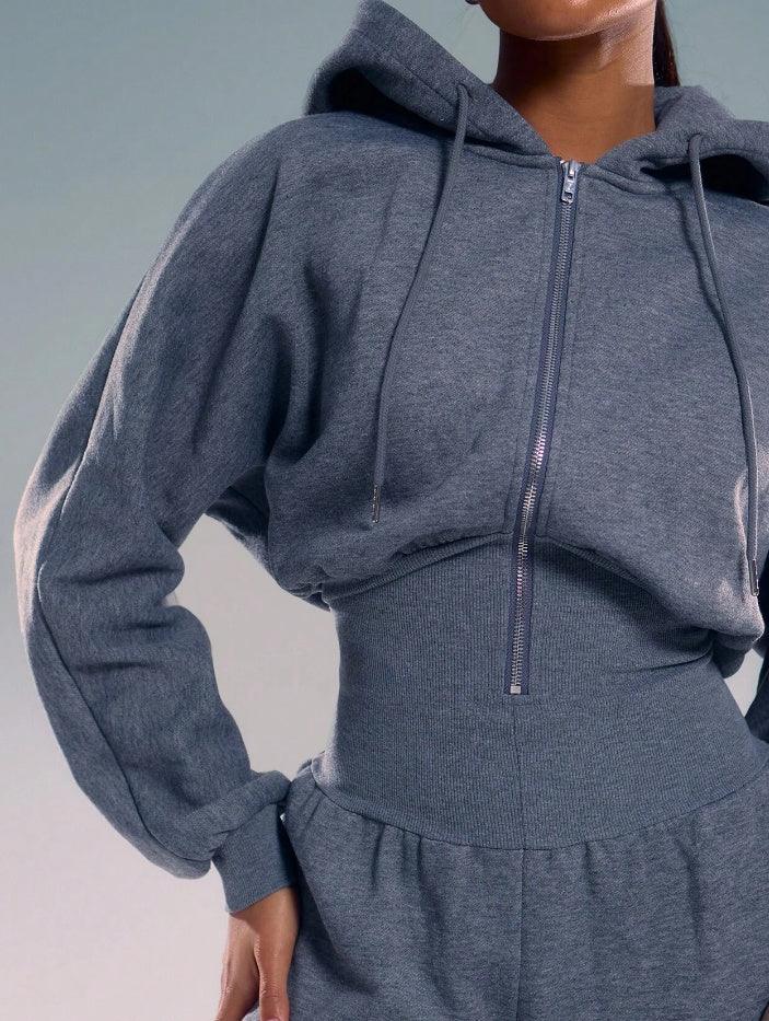 Casual women Hooded Zipper Jumpsuit - Lookulooku