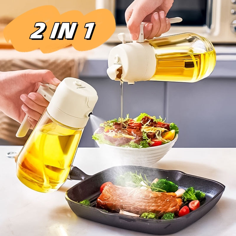 470ML Olive Oil Dispenser sprayer For Cooking BBQ 2 In 1 Glass Oil Vinegar Soy Sauce Spray Kitchen Oil Bottle For Air Fryer