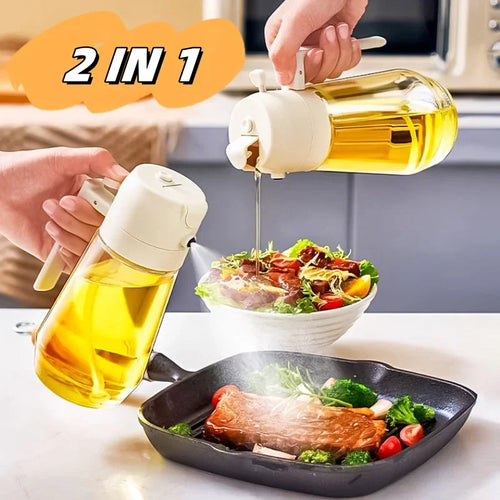 470ML Olive Oil Dispenser sprayer For Cooking BBQ 2 In 1 Glass Oil Vinegar Soy Sauce Spray Kitchen Oil Bottle For Air Fryer - Lookulooku