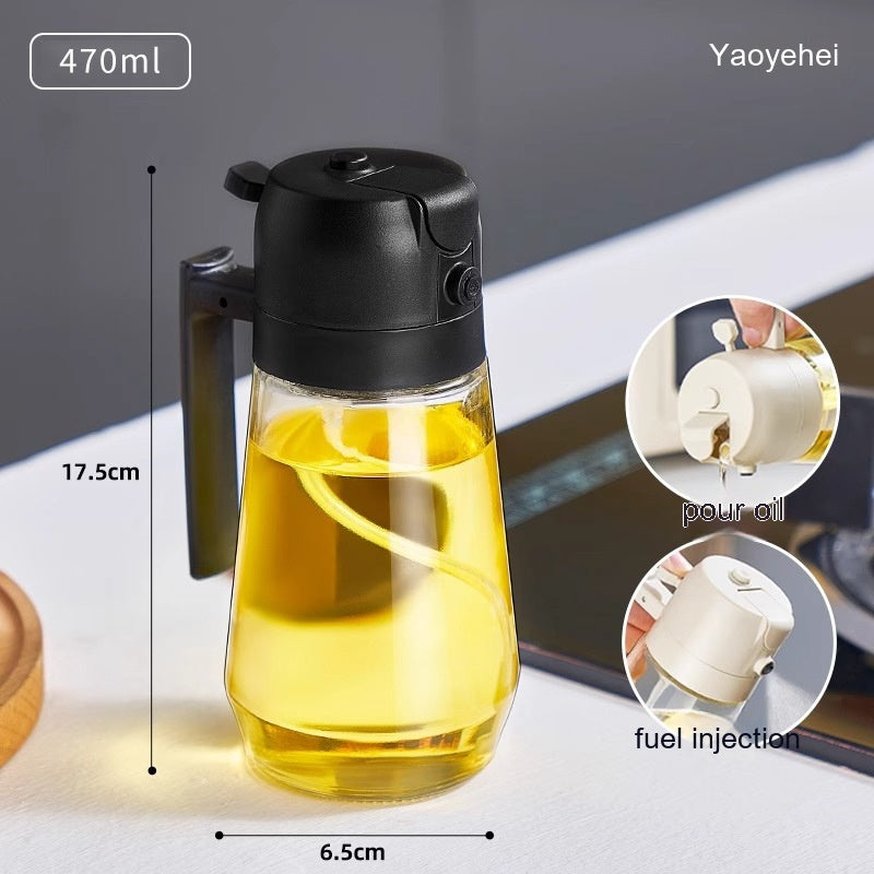 470ML Olive Oil Dispenser sprayer For Cooking BBQ 2 In 1 Glass Oil Vinegar Soy Sauce Spray Kitchen Oil Bottle For Air Fryer