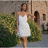 Tassel Sequins Feather Summer Mini Dress Women V Neck Spaghetti Strap Stitching Dresses Female Elegant Evening Party Club Dress - Lookulooku