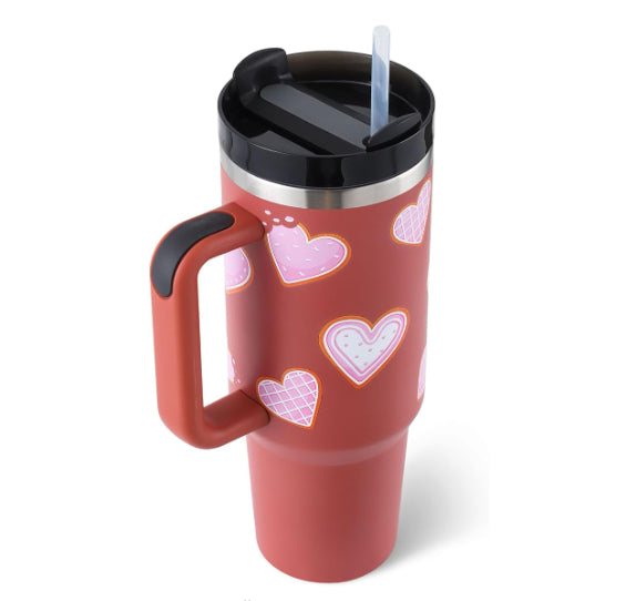 Travel insulated tumbler, Stainless Steel Spill Proof Vacuum Coffee Cup Tumbler With Lid Tapered Mug Gifts For Valentine Lover Suitable For Car Gym Office Travel - Lookulooku