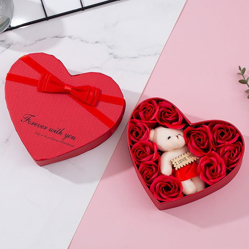 Heart shaped Red Rose Gift Box Valentine's Day Christmas Gift Mother's Day Birthday Gift - Lookulooku