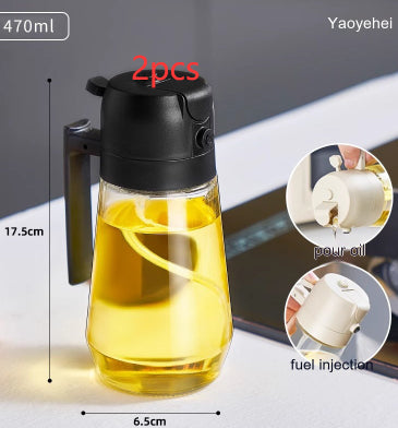 470ML Olive Oil Dispenser sprayer For Cooking BBQ 2 In 1 Glass Oil Vinegar Soy Sauce Spray Kitchen Oil Bottle For Air Fryer