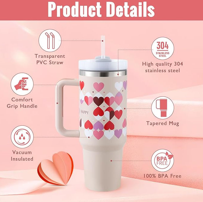 Travel insulated tumbler, Stainless Steel Spill Proof Vacuum Coffee Cup Tumbler With Lid Tapered Mug Gifts For Valentine Lover Suitable For Car Gym Office Travel - Lookulooku